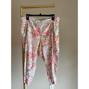 J. Jill Linen Capris Stretch Floral Pink Orange Green Size LP Cottagecore